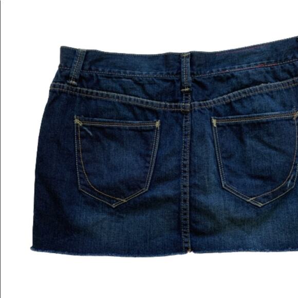 Paper Denim & Cloth Skirt Vanessa Dark Wash Distressed Jean Mini Skirt Size 28 - Picture 7 of 12